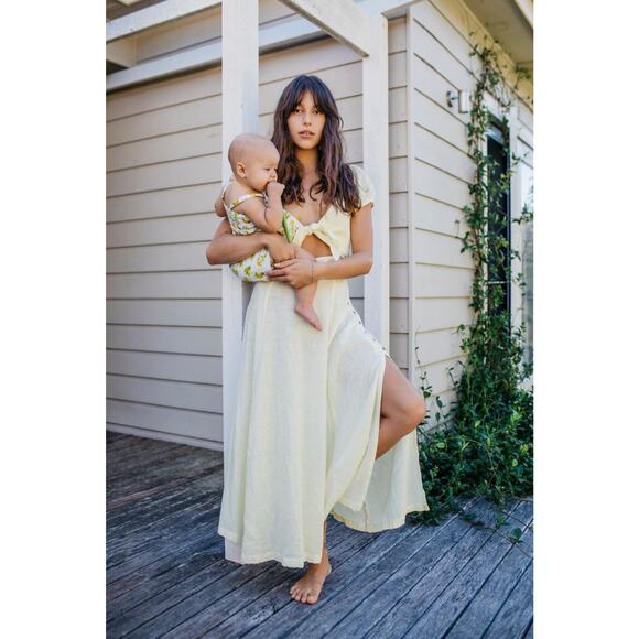 Free People Dresses & Skirts - FREE PEOPLE The Getaway Midi Maxi Dress Smocked Cut Out Cotton Yellow Size XS